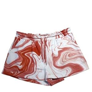 Celebrity Pink XL Sweat Shorts Women Red White Marble Swirl Lounge